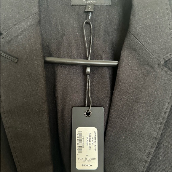 NWT Rag & Bone Odessa Black Linen Blazer, size 0 - Picture 6 of 6
